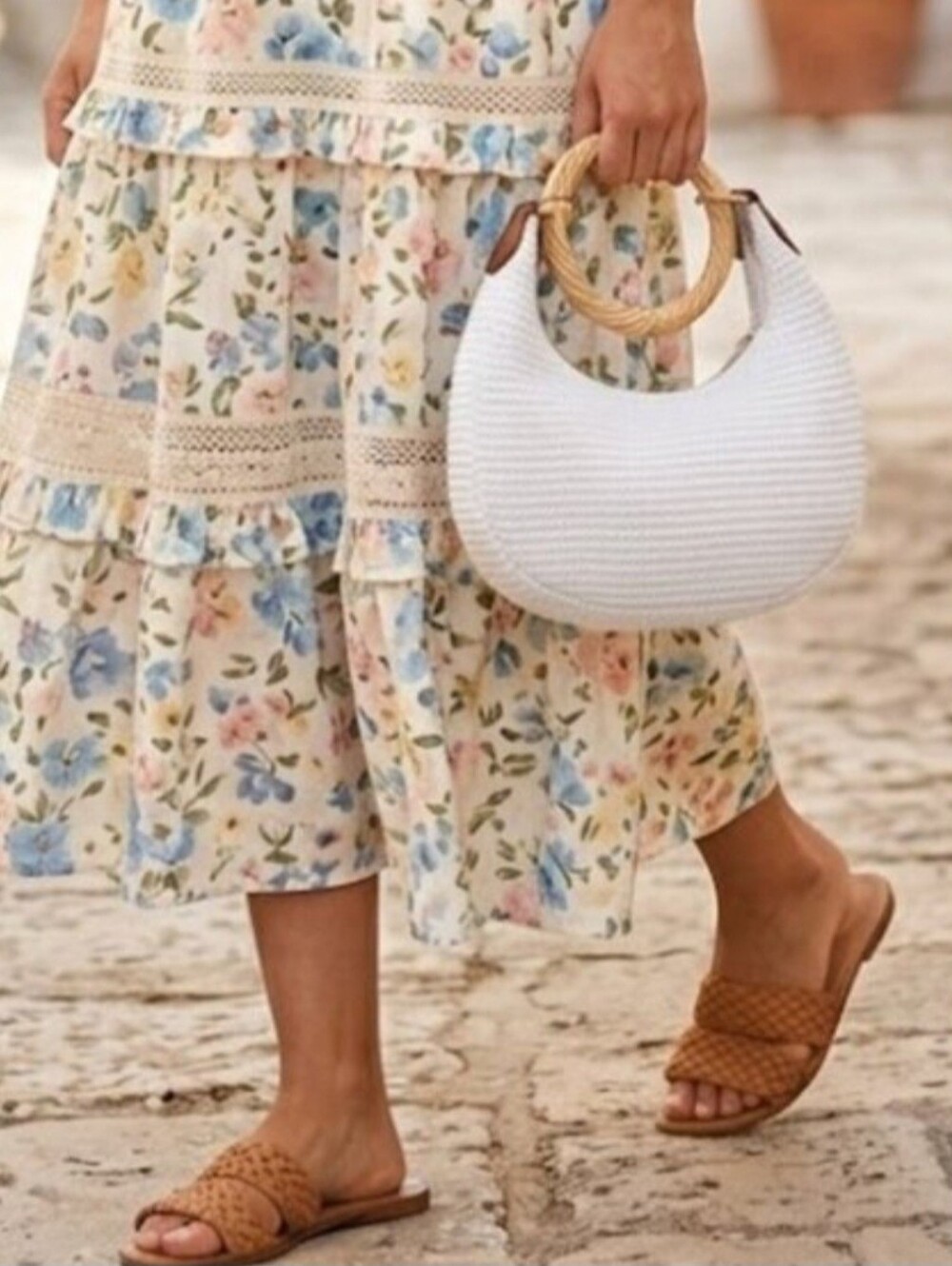 A . New Day Boho Bracelet Handbag in White NWT